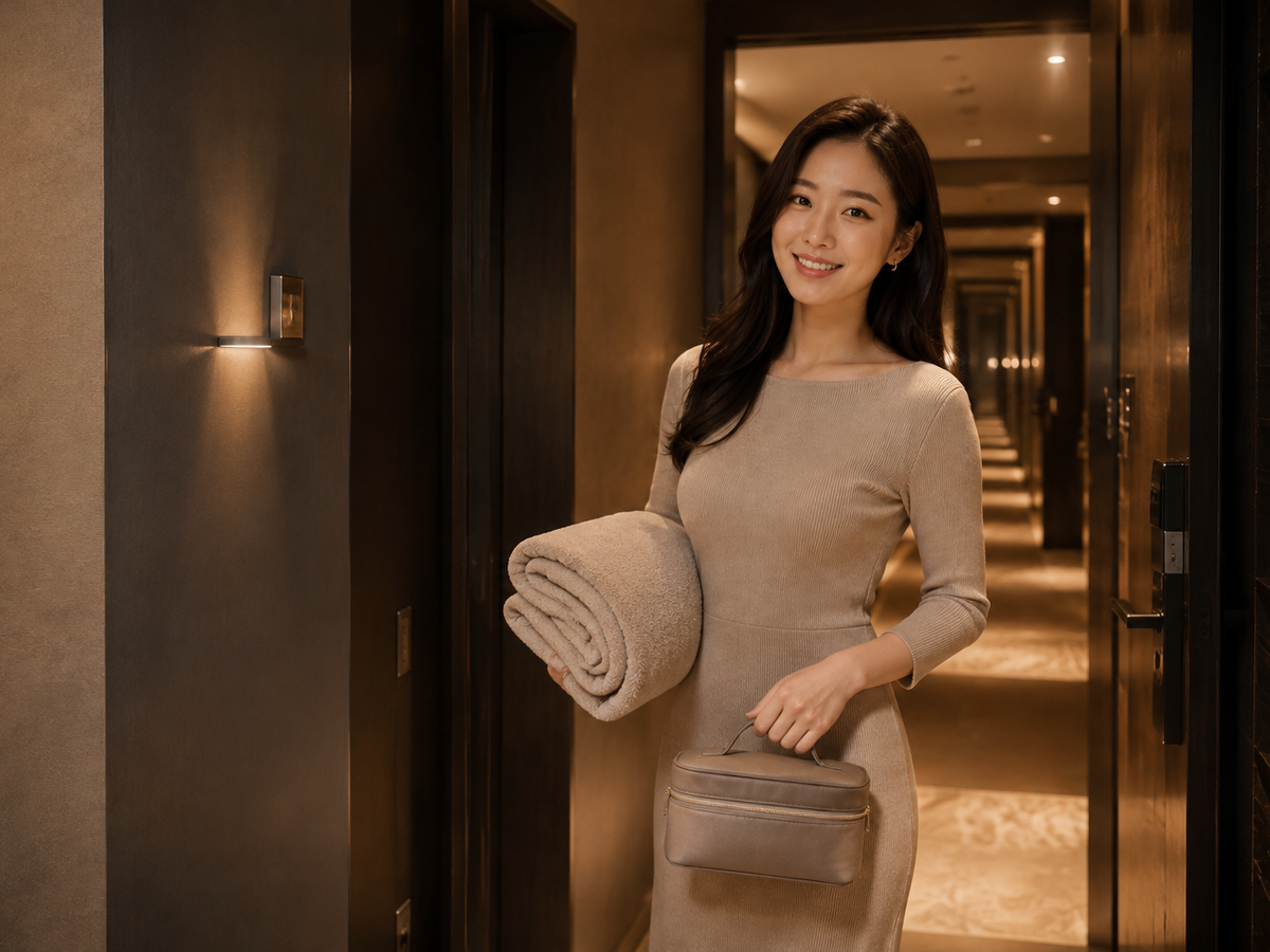 인천 월미도 방문 홈케어 일정을 준비하는 젊은 성인 한국 여성 관리사